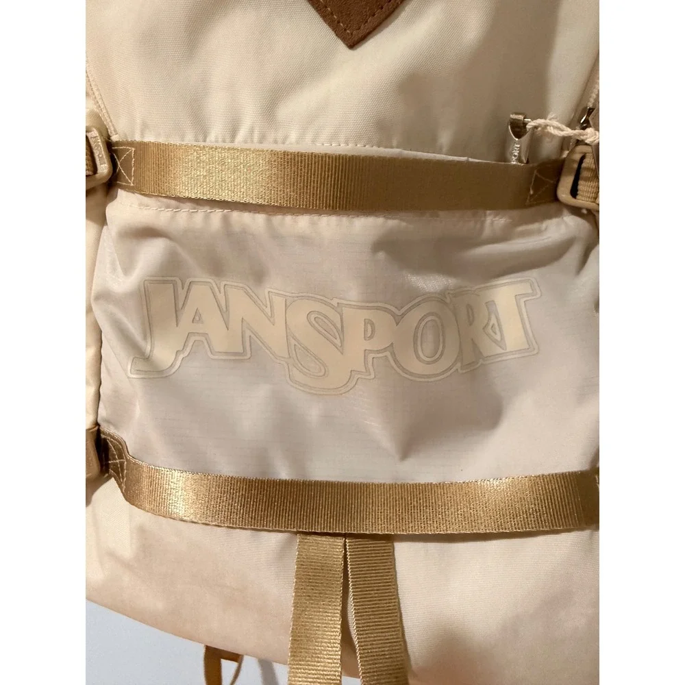 JanSport Recycled Materials Backpack Cream Tan Laptop Sleeve School Bag NEW